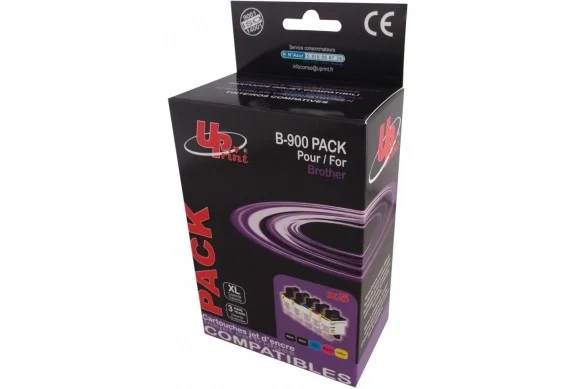 Uprint B-900 PACK, Pack de 5 cartouches d’encre Uprint compatible Brother LC900 (LC-900 / LC900) Noir et Couleur.