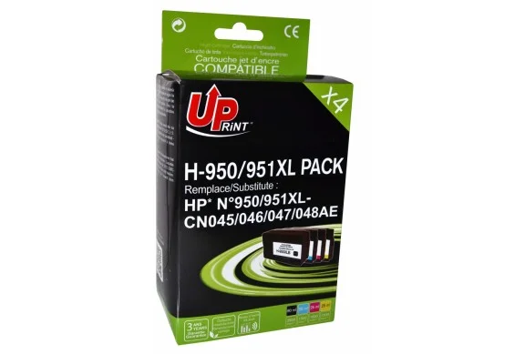 Uprint H-950/951XL PACK, Pack de 4 cartouches d&rsquo;encre Uprint compatible HP 950XL/951XL (CN045/CN046/CN047/CN048) Noir et Couleur