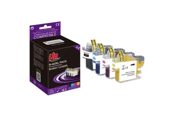 Uprint LC422XL, Pack de 4 cartouches d&rsquo;encre Uprint compatible Brother LC422XL (LC422XL) Noir et Couleur.